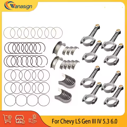 Engine Parts Connecting Rod Piston Rings Bearings Set Fit 5.3 6.0 L V8 Gas For Chevy LS Gen III IV 5