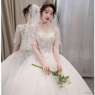 Wedding dress for ninang❏✗¤French star wedding dress bride 2021 new temperament to cover thick arms