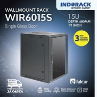 WIR6015S WALLMOUNT RACK 15U INDORACK DEPTH 600MM GLASS DOOR RAK SERVER - YERLS SHOP
