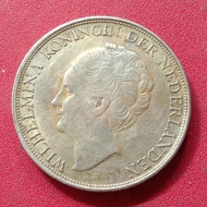 Koin silver perak Belanda ratu Wilhelmina 2.5 gulden 1943
