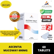 ASCENTIA MUCOWAY 600MG 60 TABLETS