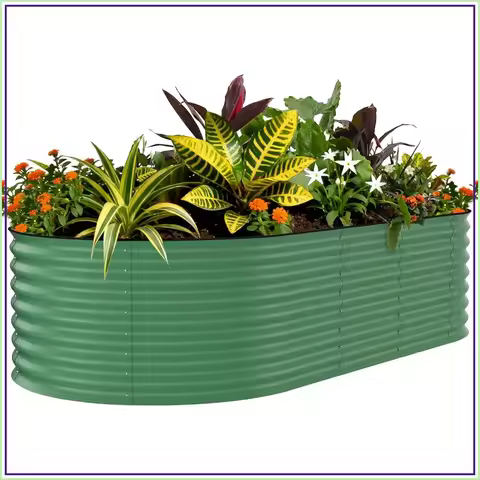 8x4x1.5ft Galvanized Raised Garden Bed, Oval Metal Planter Box for Vegetables