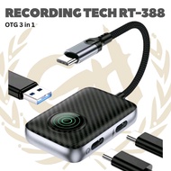 Recording Tech RT-388 3 in 1 OTG Type C Android to USB3.0 Type C With Charging 60W - RT388 3in1 USB-