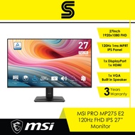 MSI PRO MP275 E2 27" IPS FHD Monitor - 120Hz/1ms MPRT/1x HDMI/1x DP/1x VGA