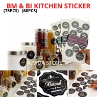 Pelekat Rempah-75 Keping Stiker Dapur Pelekat Bahan Dapur Sticker Dapur Kalis Air / Kitchen Label St