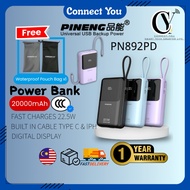 3C Certified Pineng PN892PD 20000mAh 22.5W Portable PowerBank with Built-In Cable PN-892PD
