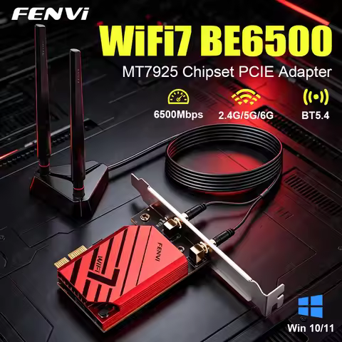 FENVI MT7925 BE6500 WiFi 7 PCIE Adapter BT 5.4 Tri Band 2.4G/5Ghz/6Ghz 802.11BE 6500Mbps Wireless Ne