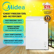 SYK Midea MD-RC151FZB01 Chest Freezer Deep Freezer Peti Sejuk Kecil Beku Meat Freezers 130L Free Gif