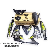 ( DR BLACK 01 ) YAMAHA LC135 V4 V6 V7 BODY COVER SET STICKER TANAM DOCTOR LC135 V2-V7 DR BLACK 01