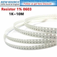 [100pcs] 0603 SMD Resistor 1% 1/10W 1K 10M 1.5K 2.2K 2.7K 10K 33K 22K 47K 51K 68K 100K 150K 270K 470