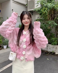 MYS Store Unique Knitted Long-sleeved Loose Long-sleeved Knitwear with Unique Gradient Design Is Sui