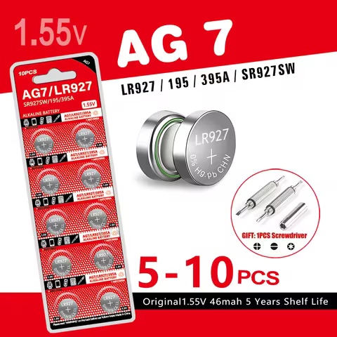 5-10 PCS AG7 LR927 SR927SW 395 395A L926F 1.55V Alkaline Button Coin Cell Battery for Watch Calculat