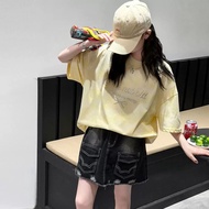 NANA CHAN - jean shorts for girls large size 120-170, Skirt pants with personality scratched pockets