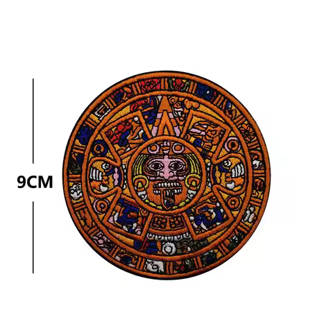 Maya Calendar Patches Embroidered Aztec Sun stone Patch Sleeve Badge Military Patches for Clothing