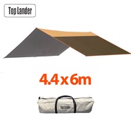 Camping Flysheet 4x6 Silver Coating 4x6m Waterproof Oxford Tent Tarp Large Flysheet Big Fly Sheet 4x6m Sun Shelter for 8-12 Persons Whole Family Outdoor Camping Picnic