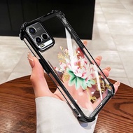 VRQR Cover for Vivo Y21 2021 Y21A Y21E Y21T Y21S Y33S Y33T Purple Pink Flower Shockproof Transparent