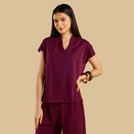 Max Fashion Red Sandwash Vneck Coord Top Women Red