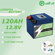 【12.8V 120AH】LiFePO4 Battery with BMS and Voltage Display Lithium Iron Phosphate Battery