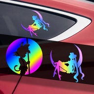 Six Star Curved Moon Girl Laser Car Reflective Rear Windshield Body Motorcycle Electric Locomotive S