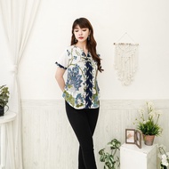 Nine Blouse Wanita Atasan Wanita Blouse Batik Lengan Pendek