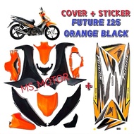 COVERSET HONDA FUTURE 125 ORANGE BLACK OREN HITAM BODY COVER SET + STICKER STRIPE FUTURE125