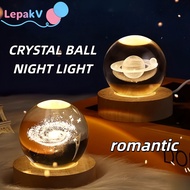 3D Crystal Ball Night Light Moon Lamp Universe Earth Globe Warm Bedside Lamp for Kids Bedroom Decor