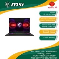 MSI Sword 16 HX B14VEKG 621 Gaming Laptop - 16" FHD+ IPS 144Hz/I5-14450HX/16GB DDR5/512GB SSD/RTX405