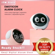 ***READY STOCK*** Emoji Alarm Clock Cute Expression Voice Control Night Light Multifunctional Alarm 