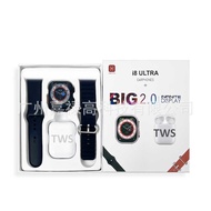 I8ultra Smart Watch Huaqiang North Dual Strap TWS Bluetooth Headset 2 in 1 i8 ultra Smart Watch