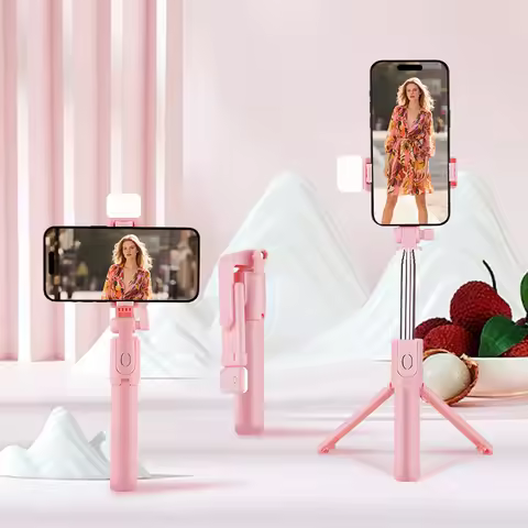 Scalable Phone Selfie Stick With Built-in Fill Light Telescopic Phone Selfie Stick With Built-in Lig