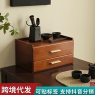Wooden Tea Bag Storage Box Tea Set Accessories Drawer Type Tea Box Tea Station Container Compartment