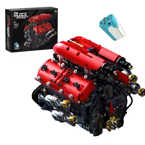 T5011 1370PCS V8 Turbo Engine Model Building Kit Electric Motorized Sports Car Assembly Blocks for T