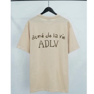 Adlv Short Sleeve T-Shirt Printed Cream Letter Pattern Unisex Men Women Cotton oversize Wide form