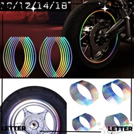 LETTER 10/12/14/18" Body Laser Decals Motorcycle Wheel Rim Tape Sticker Reflective  PVC 16 Strips Car