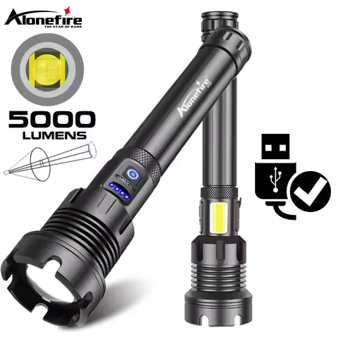 5000Lumens XHP90 LED Zoom High Power Flashlight USB Rechargeable Powerful Outdoor Patrol Camping Hun