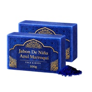 Jabon De NiñA Azul Marroqui — Moroccan Blue Nila Soap Bar with Nila Powder, Gentle Comfort Clean for