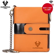 Humerpaul 100% Original Leather Men Wallets Double Zipper Wallets Small Coin Purses Male Wallets Wal