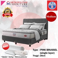Springbed ALGA Pink Brussel -Single Layer- FULL SET Kasur Spring bed