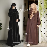 Alaydrus Collection Safiya Abaya Black Turkey Gamis Syari Muslimah Jetblack Material Black Combinati