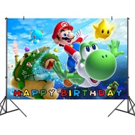 New Super Mario Party Background Cloth 120cm * 80cm Event Background Party Decoration Children's Birthday Party Scene Cloth