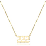 Angel Number Necklace For Women, 18K Gold Plated 000 111 222 333 444 555 666 777 888 999 Necklace Nu