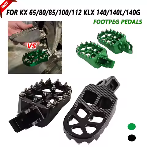 Motocross CNC Footrest Footpegs Foot Pegs Pedal Rests for Kawasaki KX 65 80 85 100 112 KLX 140 140L 