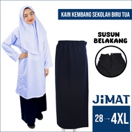 Kain Kembang Biru Tua Sekolah Rendah Licin Susun Belakang | Baju Sekolah Agama Kain Kipas Koshibo | 