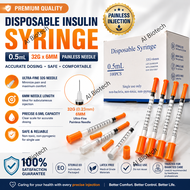 [Ready Stock] AI BioTech Premium 0.5mL / 1mL 32G x 6mm Insulin Syringe Ultra Fine Disposable Sterile