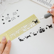Cute Cat Metal Bookmark Ruler Handbook DIY Ruler Metal Hollow Drawing Template