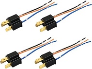 4Pcs H4 HB2 9003 Male Socket Headlight Fog Light Adapter Connector 3 Wire Way Wiring Harness Bulb So
