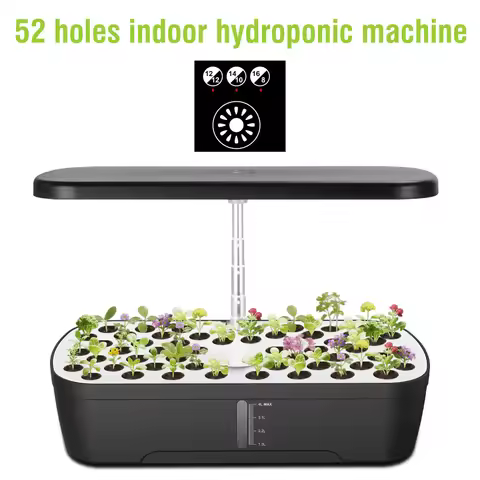 Newest 52 Plant Pots Hydroponics Growing System With Full Spectrum Led Red Blue White Sunlight Smart