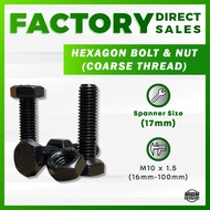 HIGH TENSILE M10 HEXAGON BOLT AND NUT/SCREW/SCREW NUT/SKRU GRADE 8.8