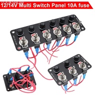 LOOKSHOW 3 Gang/6 Gang Toggle Switch Panel On/Off Rocker Toggle Switch with 10A Fuse Racing Cars RV 