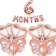 (SG SELLER) 6 months Party Decoration, Rose Gold 6 months Birthday Decor Set Happy Birthday Pink 6 m